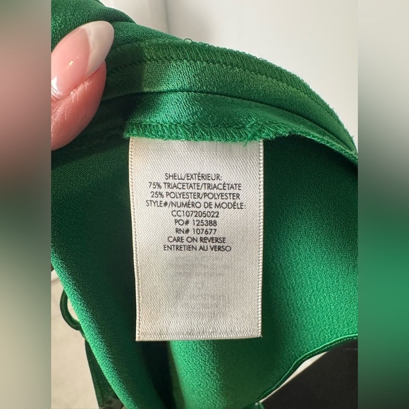 Alice + Olivia Harmon Drapey Slip Tank in Deep Sage - Picture 10 of 12